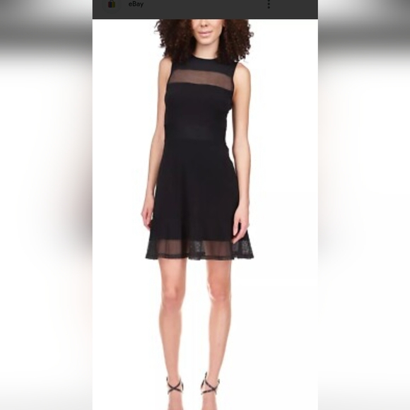 Black Fit and Flare Mini Dress with Scoop Neck - Picture 1 of 6